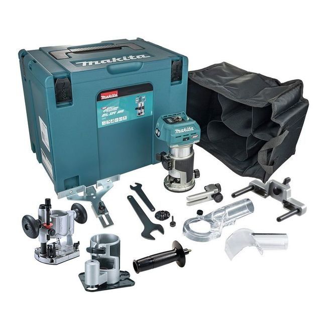 Makita RT001GZ16 40VMAX 6mm & 8mm Router Trimmer BL XGT (Bare Unit) with Guide and Base Set and MakPac Case - Image 1