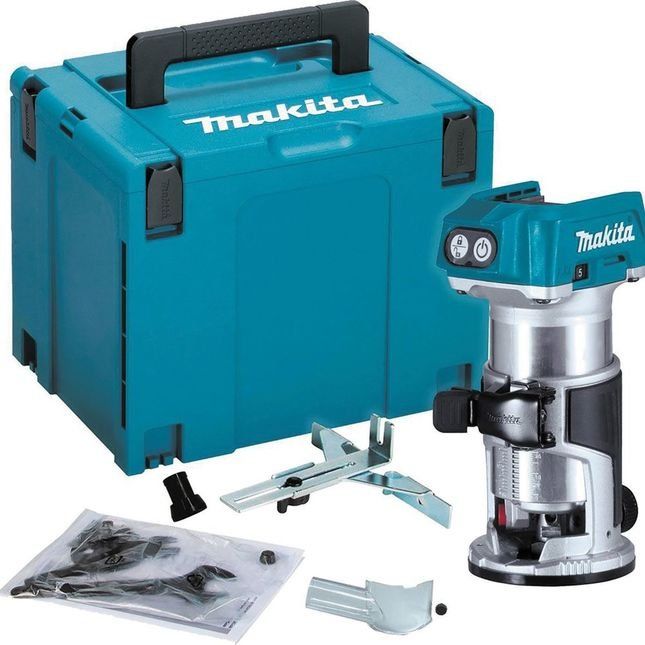 Makita RT001GZ21 40VMAX XGT 6mm & 8mm Router Trimmer (Bare Unit) with Trimmer Guide, Straight Guide and MakPac Case - Image 1