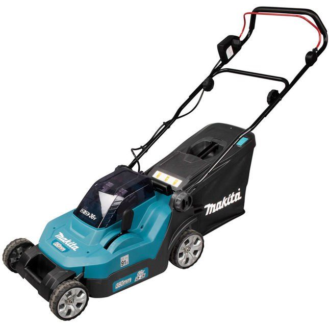 Makita DLM382PT2 Twin 18V (36V) Li-ion LXT 38cm Lawnmower with 2x 5.0Ah Batteries and Twin Port Charger - Image 1