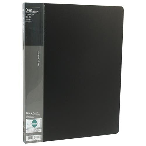 Pentel Recycology A4 Display Book 20 Pocket with Front Pocket Black - - Image 1