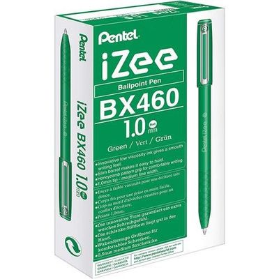 Pentel IZEE Ballpoint Pen Cap-Style 1.0mm Tip 0.5mm Line Green (Pack 1