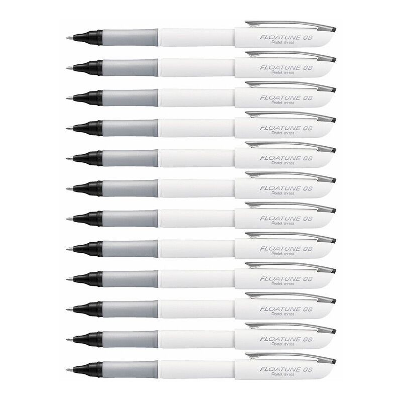 Pentel Floatune Rollerball Pen 0.8mm Black (Pack of 12) BY108-AX - Image 1