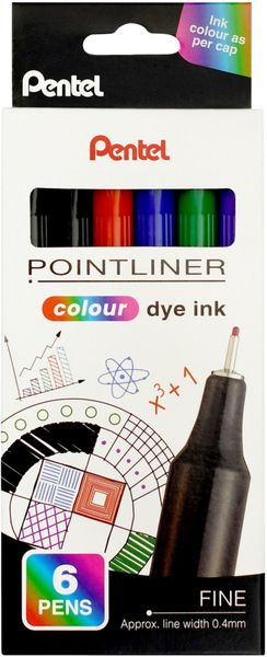 Pentel S40 Pointliners Assorted Colours (Pack of 6) S40-6