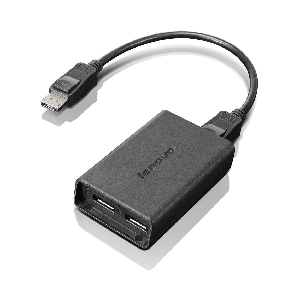 Lenovo DisplayPort to Dual-DisplayPort Monitor Cable USB A Black - Image 1