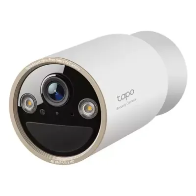 TP-Link Tapo Wire-Free Indoor/Outdoor Security Camera SPEC:4K UHD (3840x2160) H.265/H.264 Supported 16x UHD Digital Zoom 2.4/5 GHz Dual Band Wi-Fi 10000mAh Rechargeable Lithium-ion Battery