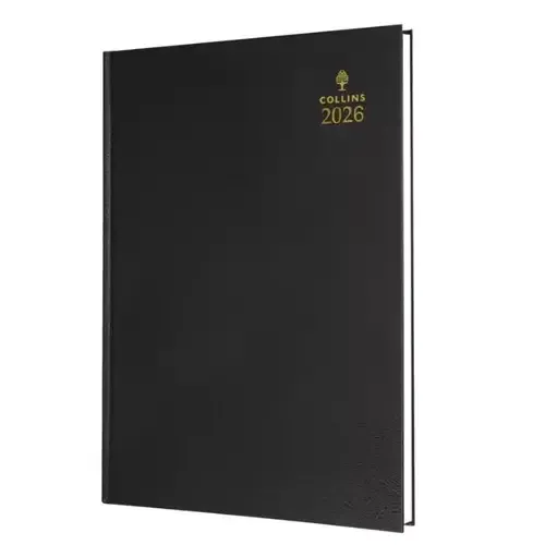 Collins 44 Desk Diary A4 Day to Page 2026 Black 44.99-26 - 822172 - Image 1