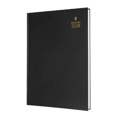 Collins 52 Desk Diary A5 Day to Page 2026 Black 52.99-26 - 823306
