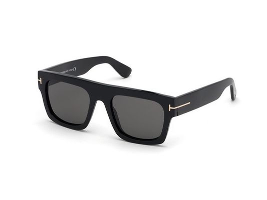 TOM FORD Mężczyzna TOM FORD FT0711 FAUSTO 01A Okulary przeciwsłoneczne Acetat Czarny Szary Kwadratowy Normalna
