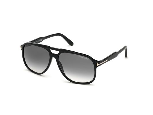 TOM FORD Mężczyzna TOM FORD FT0753 RAOUL 01B Okulary przeciwsłoneczne Acetat Czarny Szary Kwadratowy Normalna Zacieniony
