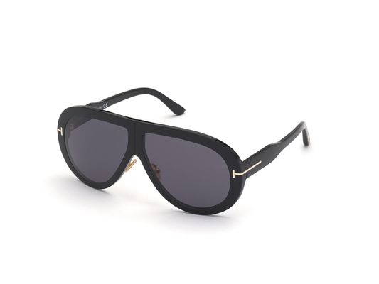 TOM FORD Unisex TOM FORD FT0836 TROY 01A Okulary przeciwsłoneczne Acetat Czarny Szary Pilot Normalna