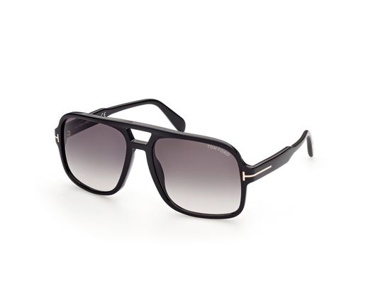 TOM FORD Mężczyzna TOM FORD FT0884 FALCONER-02 01B Okulary przeciwsłoneczne Acetat Czarny Szary Kwadratowy Normalna Zacieniony