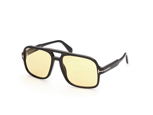 TOM FORD Mężczyzna TOM FORD FT0884 FALCONER-02 01E Okulary przeciwsłoneczne Acetat Czarny Brązowy Kwadratowy Normalna