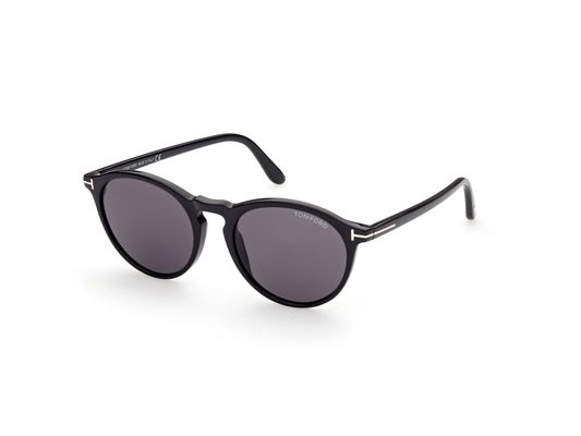 TOM FORD Mężczyzna TOM FORD FT0904 AURELE 01A Okulary przeciwsłoneczne Acetat Czarny Dym Okrągły Normalna