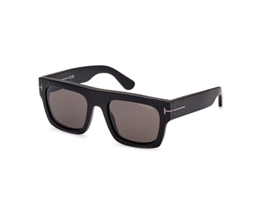 TOM FORD Mężczyzna TOM FORD FT0711-N FAUSTO 02A Okulary przeciwsłoneczne Acetat Czarny Szary Kwadratowy Normalna