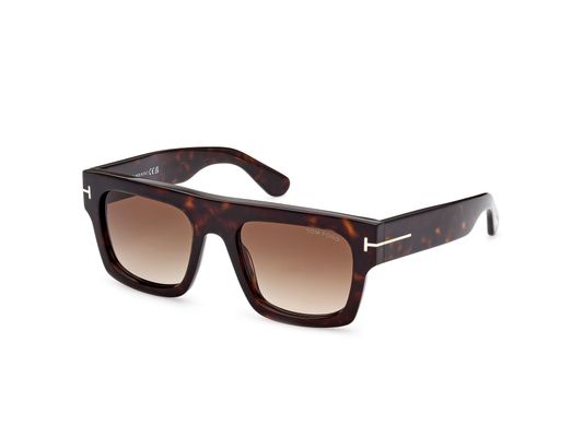 TOM FORD Mężczyzna TOM FORD FT0711 FAUSTO 52F Okulary przeciwsłoneczne Acetat Hawana Brązowy Kwadratowy Normalna Zacieniony