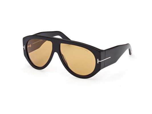 TOM FORD Mężczyzna TOM FORD FT1044 BRONSON 01E Okulary przeciwsłoneczne Acetat Czarny Brązowy Pilot Normalna