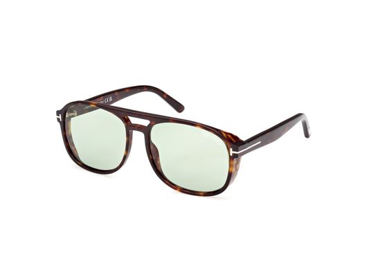TOM FORD Mężczyzna TOM FORD FT1022 ROSCO 52N Okulary przeciwsłoneczne Acetat Ciemna hawana Zielony Kwadratowy Normalna