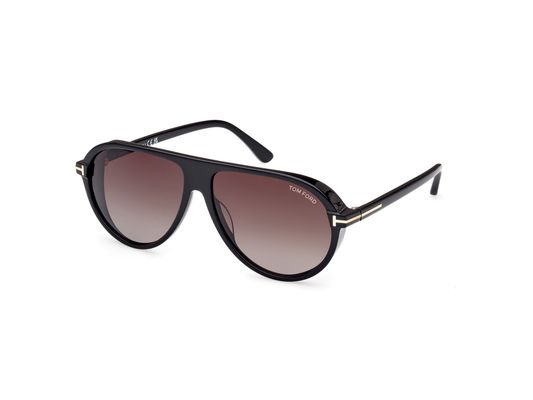 TOM FORD Mężczyzna TOM FORD FT1023 MARCUS 01B Okulary przeciwsłoneczne Acetat Czarny Szary Pilot Normalna Zacieniony