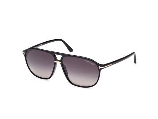 TOM FORD Mężczyzna TOM FORD FT1026 BRUCE 01B Okulary przeciwsłoneczne Acetat Czarny Szary Kwadratowy Normalna Zacieniony