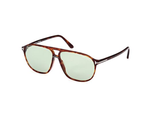 TOM FORD Mężczyzna TOM FORD FT1026 BRUCE 54N Okulary przeciwsłoneczne Acetat Hawana Zielony Kwadratowy Normalna