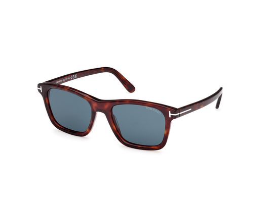 TOM FORD Mężczyzna TOM FORD FT1179 BARRON 54V Okulary przeciwsłoneczne Acetat Hawana Niebieski Kwadratowy Normalna