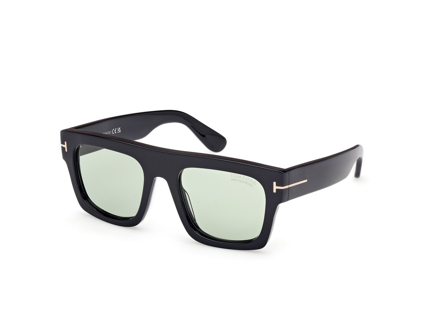 TOM FORD Mężczyzna TOM FORD FT0711 FAUSTO 01N Okulary przeciwsłoneczne Acetat Czarny Zielony Kwadratowy Fotochromatyczny - Image 1