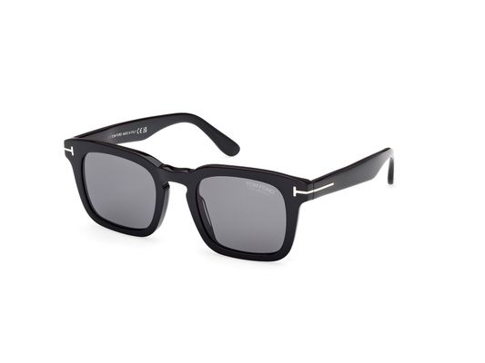 TOM FORD Mężczyzna TOM FORD FT0751 DAX 01D Okulary przeciwsłoneczne Acetat Czarny Dym Kwadratowy Spolaryzowane