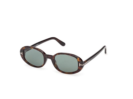 TOM FORD Kobieta TOM FORD FT1364 IGGY 52N Okulary przeciwsłoneczne Acetat Hawana Zielony Okrągły Normalna
