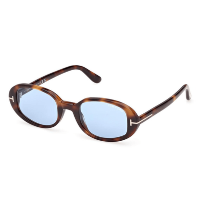 TOM FORD Kobieta TOM FORD FT1364 IGGY 53V Okulary przeciwsłoneczne Acetat Hawana Niebieski Okrągły Normalna - Thumbnail 2