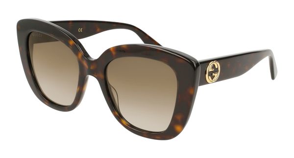 Gucci Kobieta Gucci GG0327S 002 Okulary przeciwsłoneczne Plastikowy Hawana Brązowy Cat Eye Normalna
