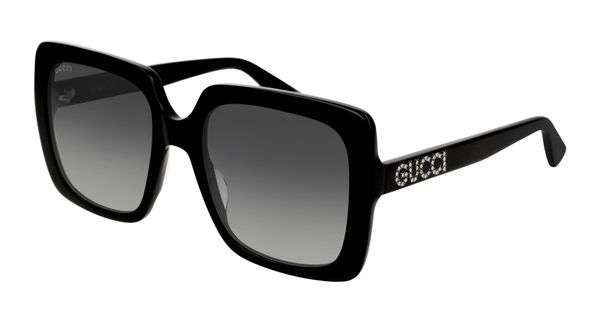 Gucci Kobieta Gucci GG0418S 001 Okulary przeciwsłoneczne Plastikowy Czarny Szary Kwadratowy Normalna