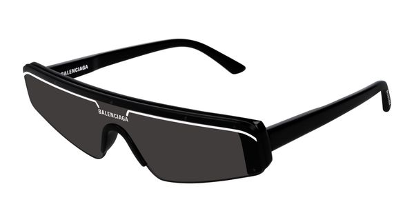 Balenciaga Unisex Balenciaga BB0003S 001 Okulary przeciwsłoneczne Acetat Czarny Szary Maska Normalna
