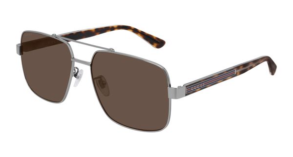 Gucci Mężczyzna Gucci GG0529S 002 Okulary przeciwsłoneczne Metal Ruten Brązowy Pilot Normalna