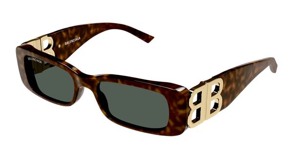Balenciaga Kobieta Balenciaga BB0096S 002 Okulary przeciwsłoneczne Acetat Hawana Zielony Kwadratowy Normalna