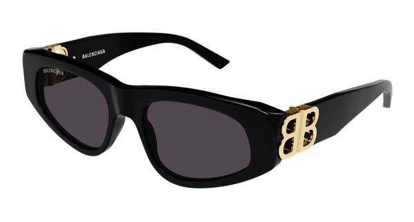 Balenciaga Kobieta Balenciaga BB0095S 001 Okulary przeciwsłoneczne Plastikowy Czarny Szary Cat Eye