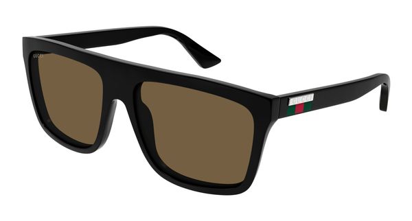 Gucci Mężczyzna Gucci GG0748S 002 Okulary przeciwsłoneczne Wstrzyknięte Czarny Brązowy Kwadratowy Normalna