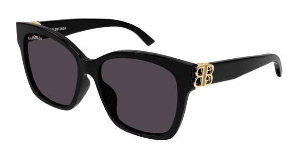 Balenciaga Kobieta Balenciaga BB0102SA 001 Okulary przeciwsłoneczne Acetat Czarny Szary Cat Eye Normalna