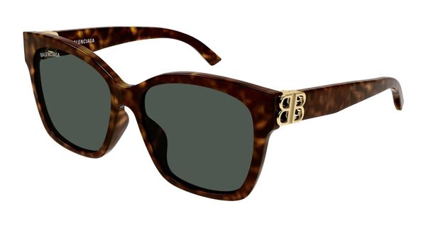 Balenciaga Kobieta Balenciaga BB0102SA 002 Okulary przeciwsłoneczne Acetat Hawana Zielony Cat Eye Normalna