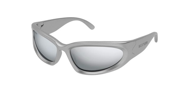 Balenciaga Mężczyzna Balenciaga BB0157S 004 Okulary przeciwsłoneczne Wstrzyknięte Srebrny Srebrny Okrągły Lustro