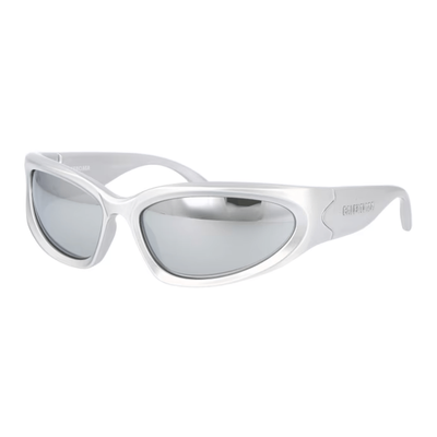 Balenciaga Mężczyzna Balenciaga BB0157S 004 Okulary przeciwsłoneczne Wstrzyknięte Srebrny Srebrny Okrągły Lustro - Thumbnail 2