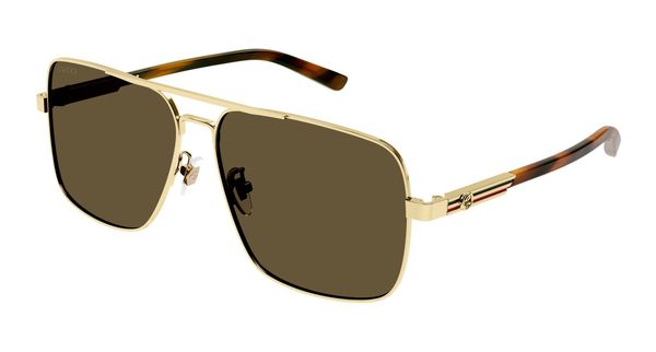 Gucci Mężczyzna Gucci GG1289S 002 Okulary przeciwsłoneczne Metal Złoty Brązowy Pilot
