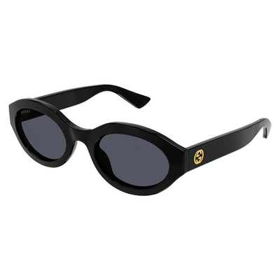 Gucci Kobieta Gucci GG1579S 001 Okulary przeciwsłoneczne Wstrzyknięte Czarny Szary Geometryczny - Thumbnail 2