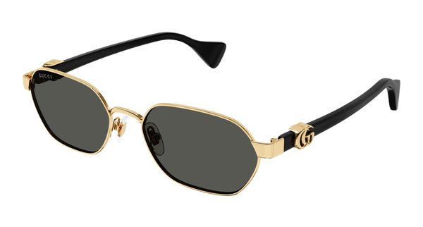 Gucci Kobieta Gucci GG1593S 001 Okulary przeciwsłoneczne Metal Złoty Szary Okrągły