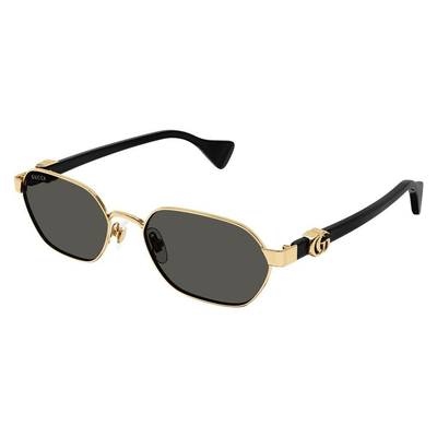 Gucci Kobieta Gucci GG1593S 001 Okulary przeciwsłoneczne Metal Złoty Szary Okrągły - Thumbnail 2