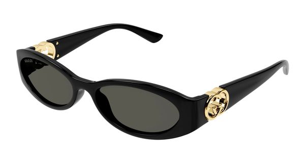 Gucci Kobieta Gucci GG1660S 001 Okulary przeciwsłoneczne Wstrzyknięte Czarny Szary Okrągły