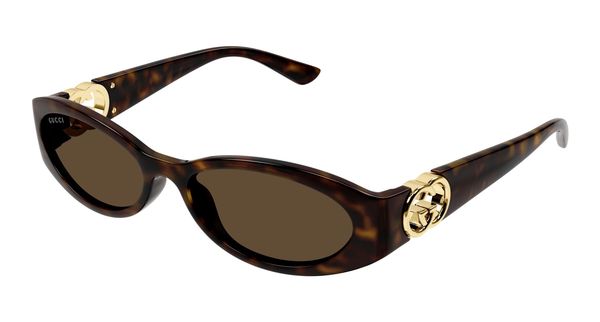 Gucci Kobieta Gucci GG1660S 002 Okulary przeciwsłoneczne Wstrzyknięte Hawana Brązowy Okrągły