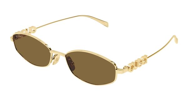 Gucci Kobieta Gucci GG1802S 005 Okulary przeciwsłoneczne Metal Złoty Brązowy Okrągły