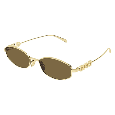 Gucci Kobieta Gucci GG1802S 005 Okulary przeciwsłoneczne Metal Złoty Brązowy Okrągły - Thumbnail 2