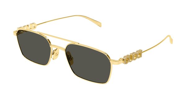 Gucci Kobieta Gucci GG1804S 001 Okulary przeciwsłoneczne Metal Złoty Szary Kwadratowy
