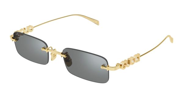 Gucci Mężczyzna Gucci GG1808S 003 Okulary przeciwsłoneczne Metal Złoty Szary Kwadratowy